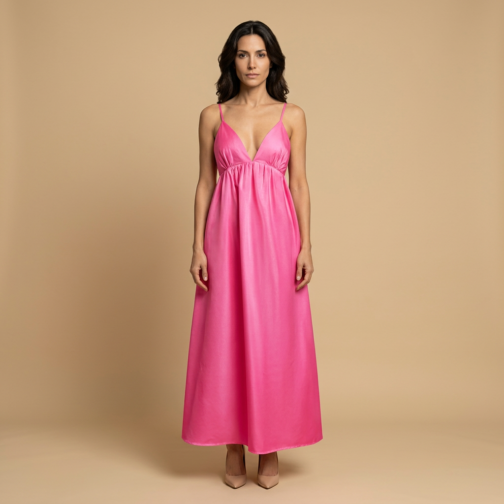 Vestido Largo Mujer Algodón Escote en V Tirantes Niveles