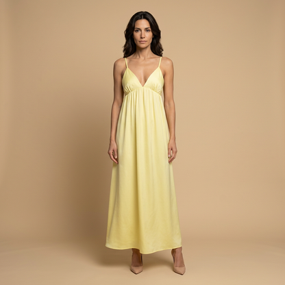 Vestido Largo Mujer Algodón Escote en V Tirantes Niveles