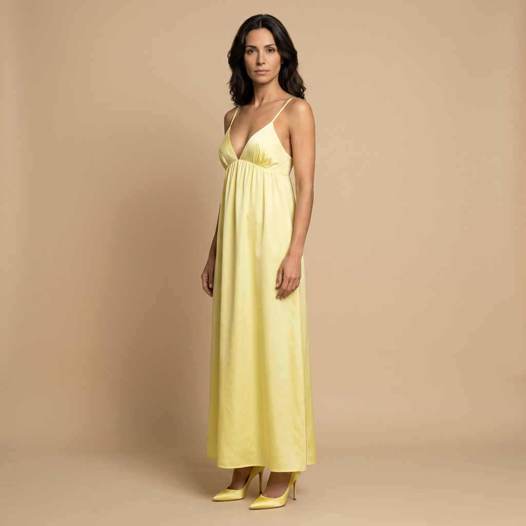 Vestido Largo Mujer Algodón Escote en V Tirantes Niveles