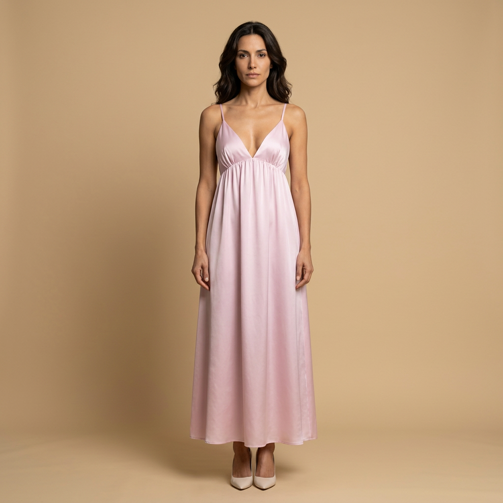 Vestido Largo Mujer Algodón Escote en V Tirantes Niveles