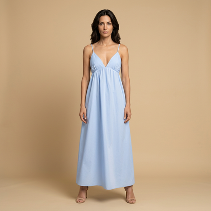 Vestido Largo Mujer Algodón Escote en V Tirantes Niveles