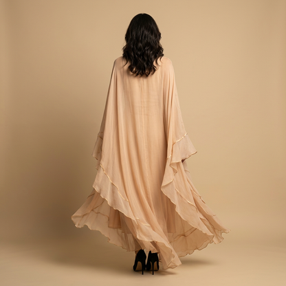 Vestido Largo Mujer de Chifón Capas Manga Mariposa