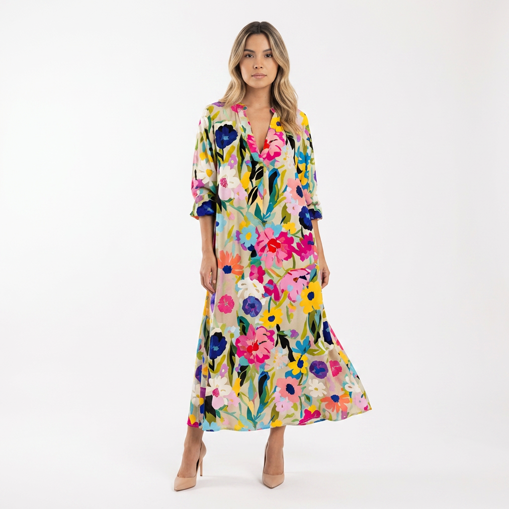 Vestido largo mujer fluido elegante - Mavetta