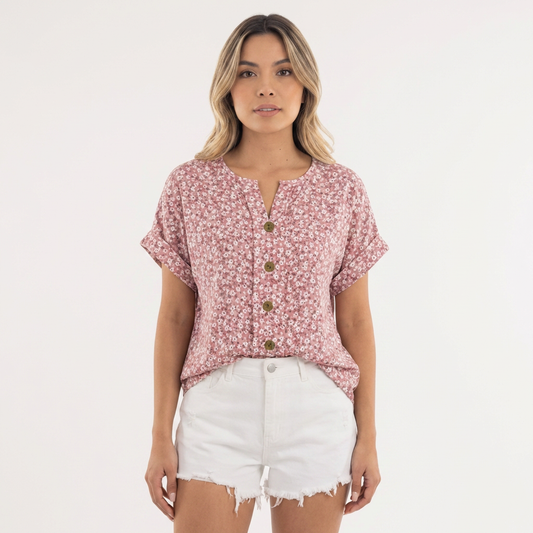 Blusa Mujer Estampado Floral Corte Ajustado - Mavetta