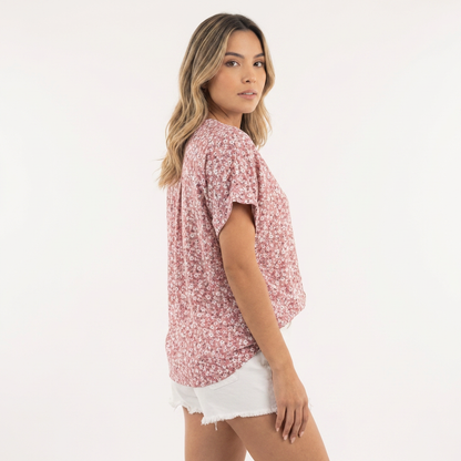 Blusa Mujer Estampado Floral Corte Ajustado