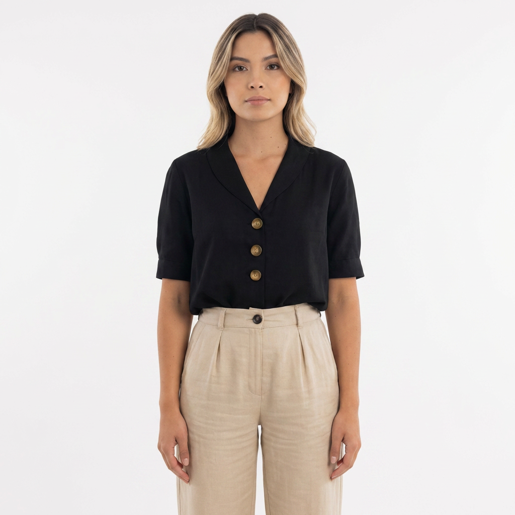 Blusa Mujer Cruzada Manga Larga Ajustada