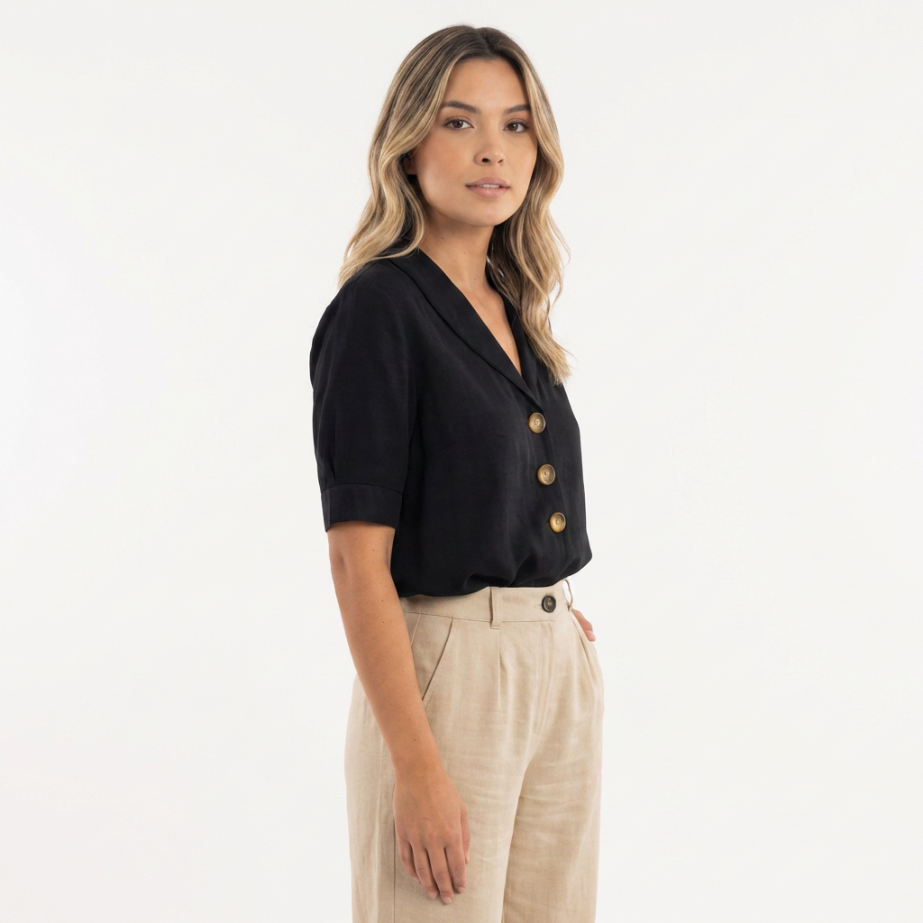 Blusa Mujer Cruzada Manga Larga Ajustada