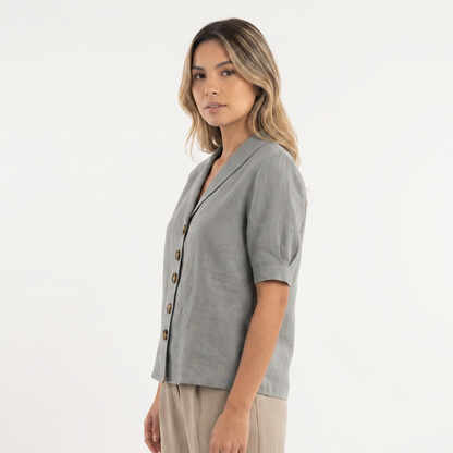 Blusa Mujer Cruzada Manga Larga Ajustada
