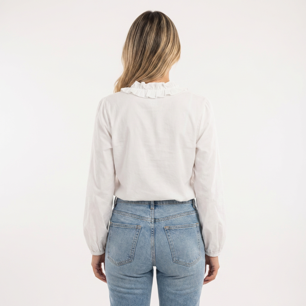 Blusa Mujer de Volantes y Tejido Ligero Ajuste Suelto