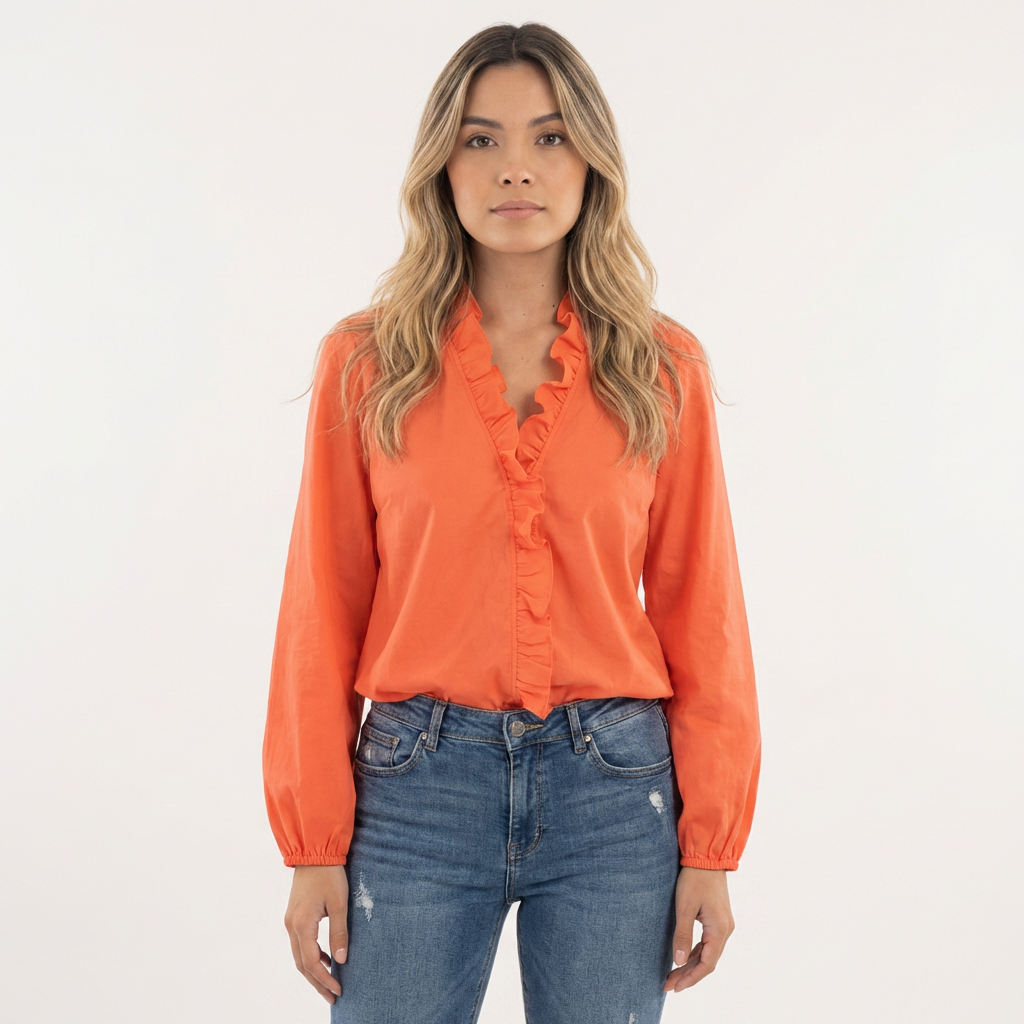 Blusa Mujer de Volantes y Tejido Ligero Ajuste Suelto