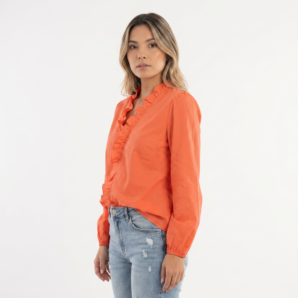 Blusa Mujer de Volantes y Tejido Ligero Ajuste Suelto