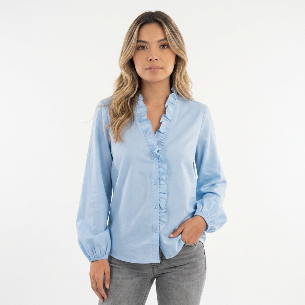 Blusa Mujer de Volantes y Tejido Ligero Ajuste Suelto