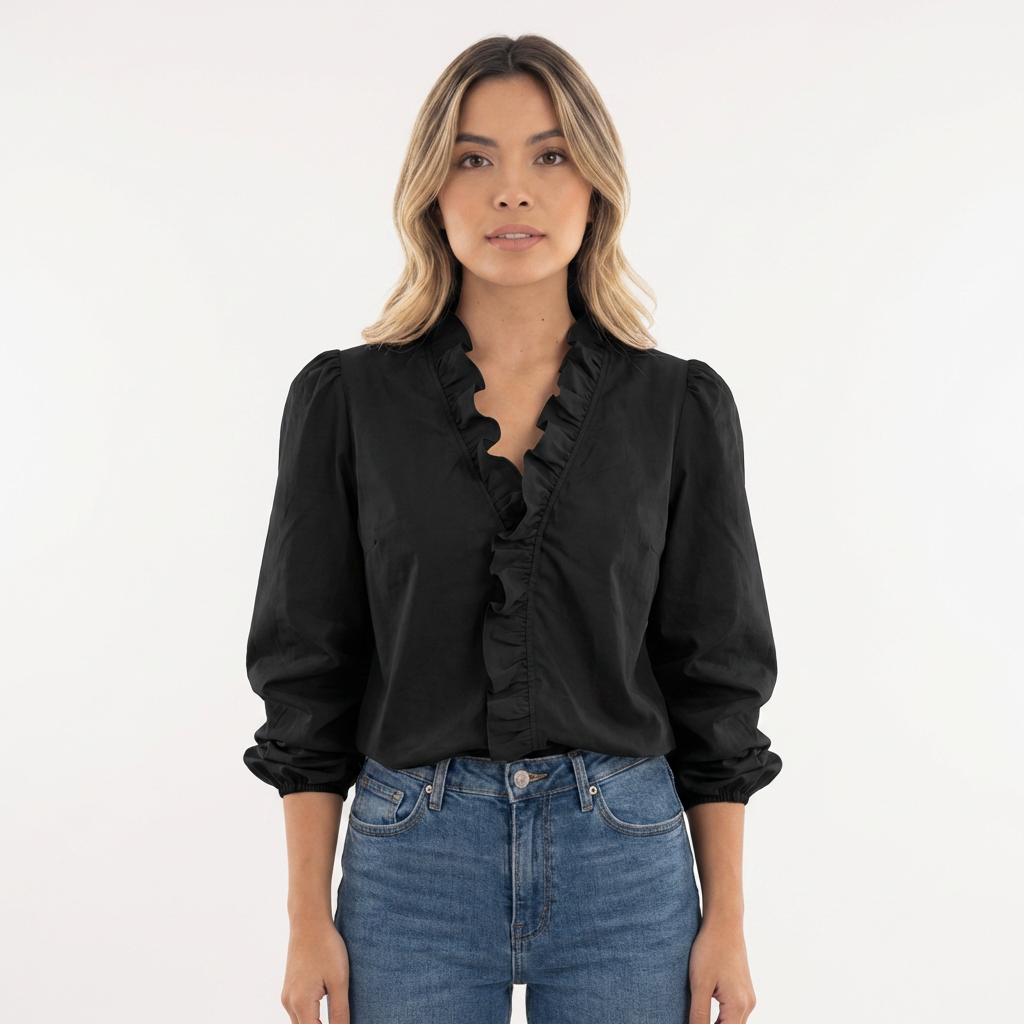 Blusa Mujer de Volantes y Tejido Ligero Ajuste Suelto