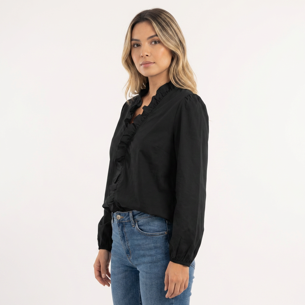 Blusa Mujer de Volantes y Tejido Ligero Ajuste Suelto