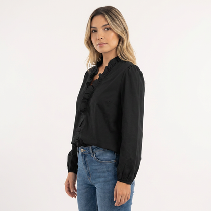 Blusa Mujer de Volantes y Tejido Ligero Ajuste Suelto