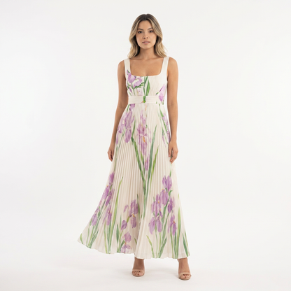 Vestido largo mujer plisado estilo floral - Mavetta