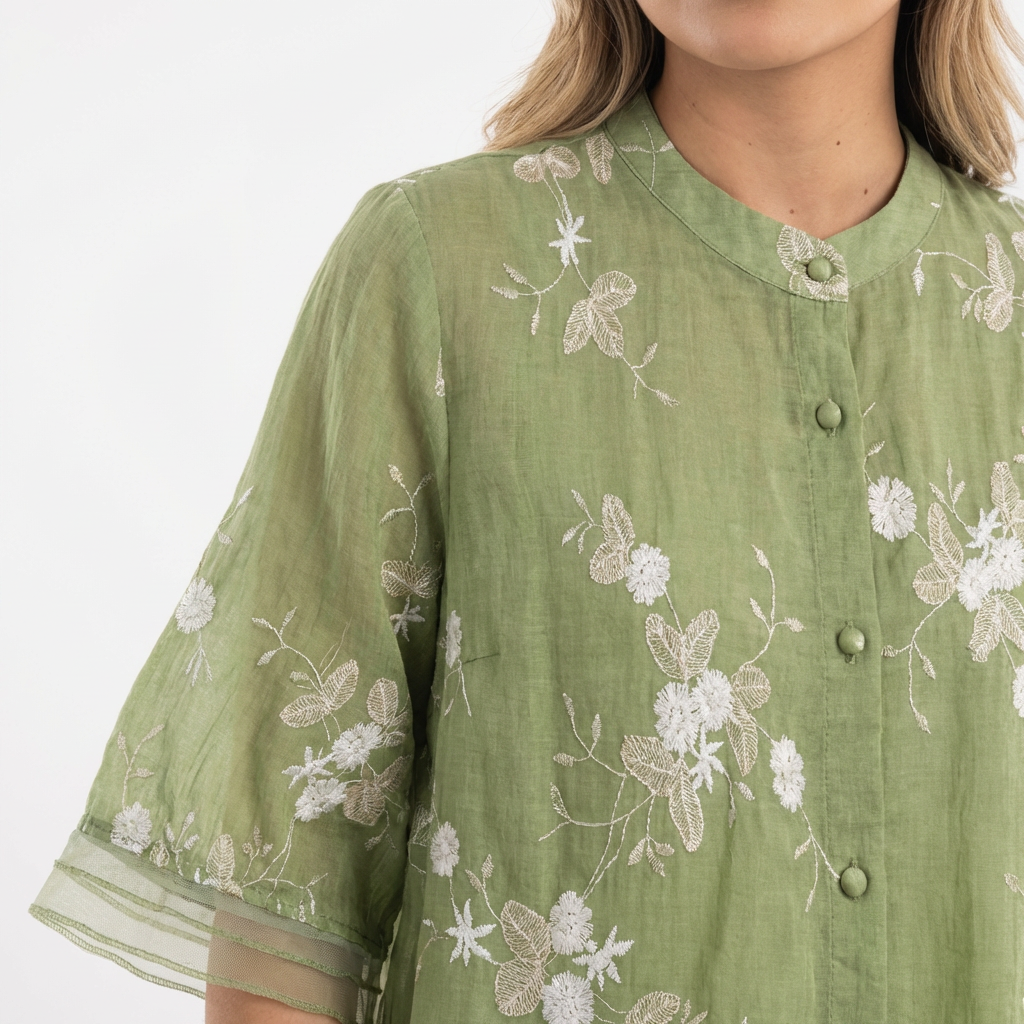 Blusa Mujer Bordado Floral Estilo Elegante