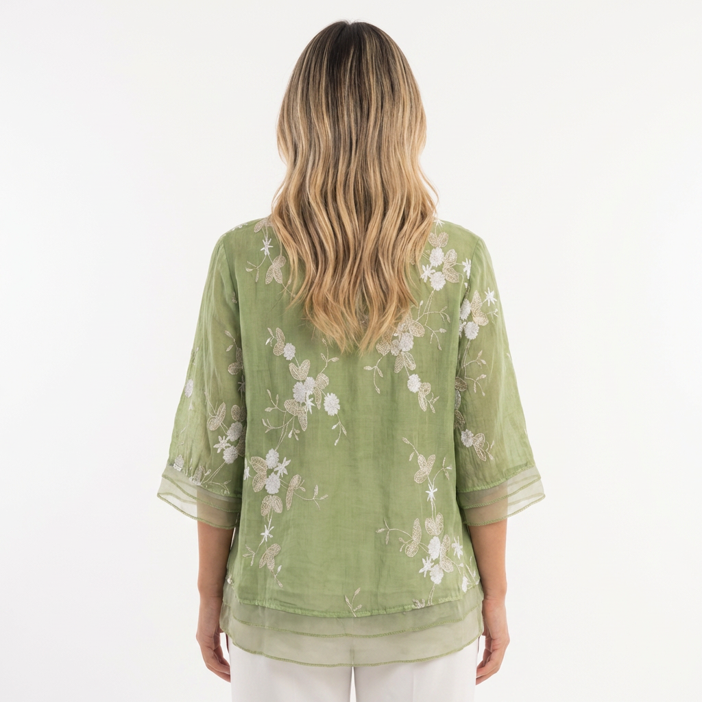Blusa Mujer Bordado Floral Estilo Elegante