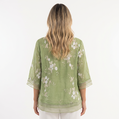 Blusa Mujer Bordado Floral Estilo Elegante