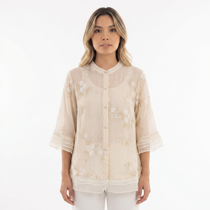 Blusa Mujer Bordado Floral Estilo Elegante
