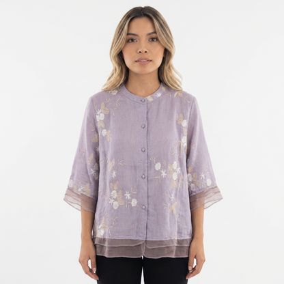 Blusa Mujer Bordado Floral Estilo Elegante