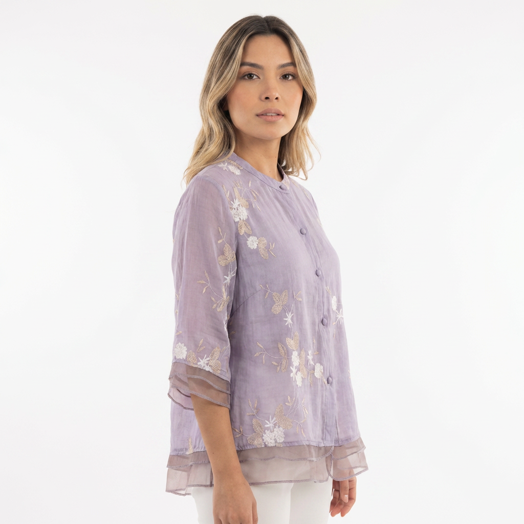 Blusa Mujer Bordado Floral Estilo Elegante