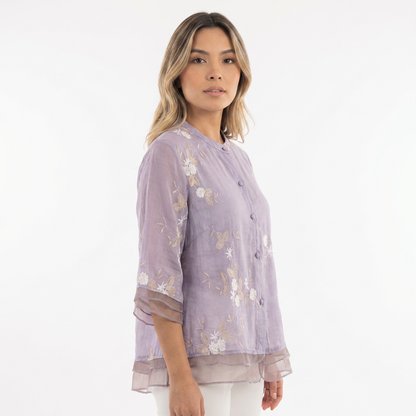 Blusa Mujer Bordado Floral Estilo Elegante