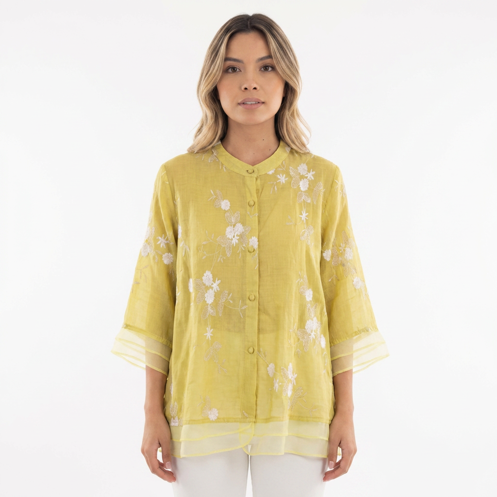 Blusa Mujer Bordado Floral Estilo Elegante