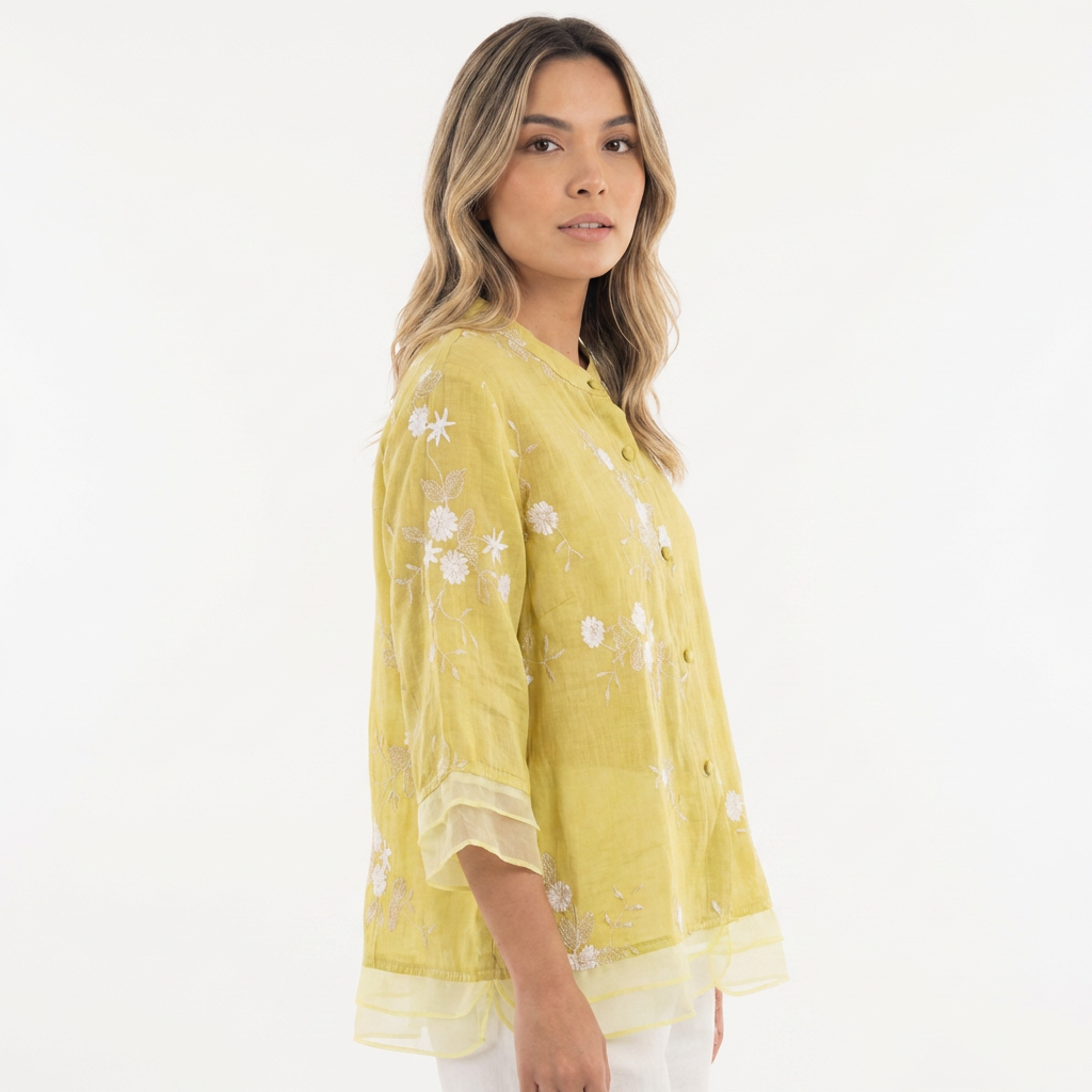 Blusa Mujer Bordado Floral Estilo Elegante