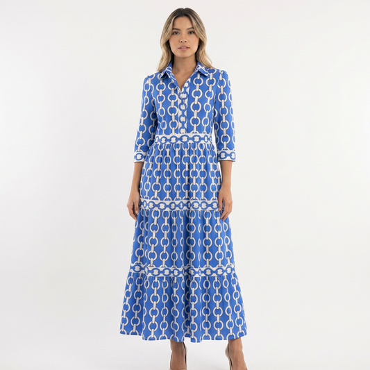 Vestido largo mujer de tejido estampado corte elegante - Mavetta