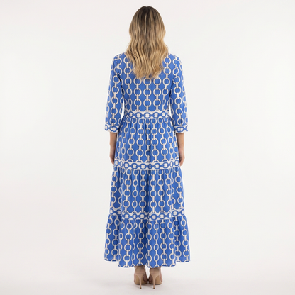 Vestido largo mujer de tejido estampado corte elegante