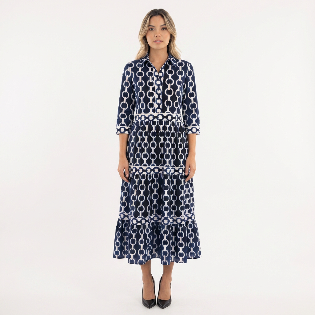 Vestido largo mujer de tejido estampado corte elegante