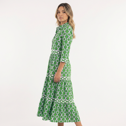Vestido largo mujer de tejido estampado corte elegante
