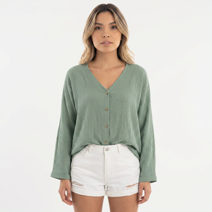 Blusa Mujer Fluida Botones Manga Larga - Mavetta