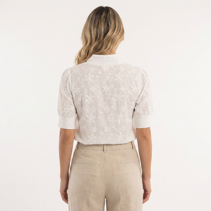 Blusa Mujer de Tela Floral Cuello Alto Ajustado