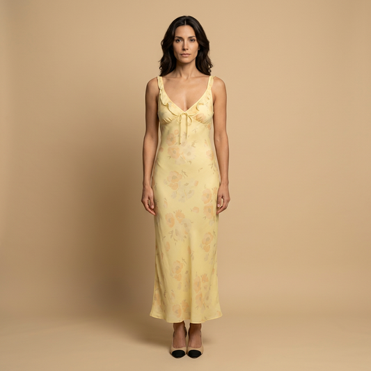 Vestido Midi Mujer Jacquard Floral Tirantes Lencero - Mavetta