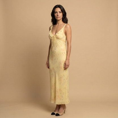 Vestido Midi Mujer Jacquard Floral Tirantes Lencero