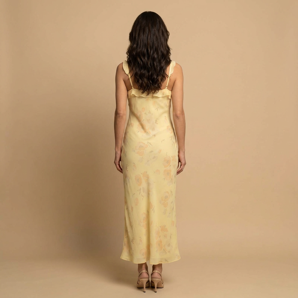 Vestido Midi Mujer Jacquard Floral Tirantes Lencero