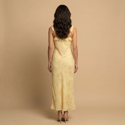 Vestido Midi Mujer Jacquard Floral Tirantes Lencero