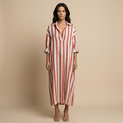 Vestido Largo Mujer Lino Camisero Oversized