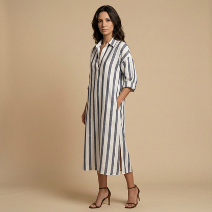 Vestido Largo Mujer Lino Camisero Oversized