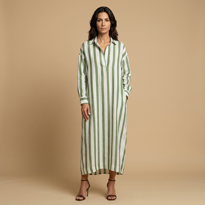 Vestido Largo Mujer Lino Camisero Oversized