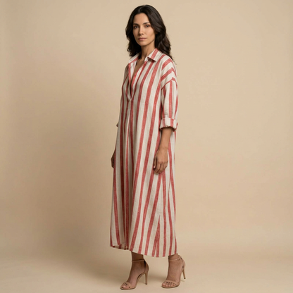 Vestido Largo Mujer Lino Camisero Oversized