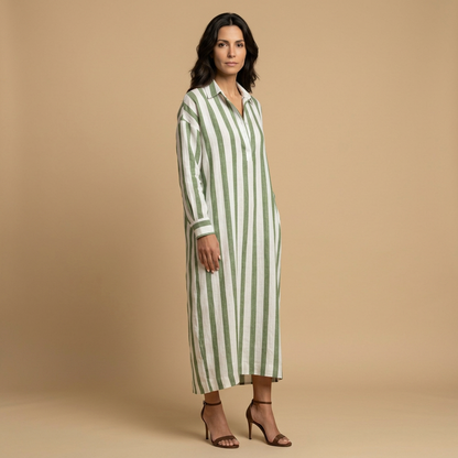 Vestido Largo Mujer Lino Camisero Oversized
