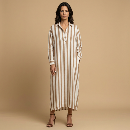 Vestido Largo Mujer Lino Camisero Oversized