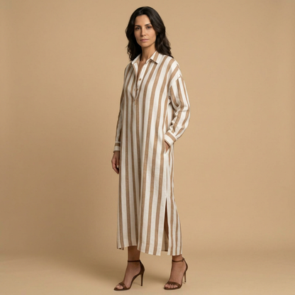 Vestido Largo Mujer Lino Camisero Oversized