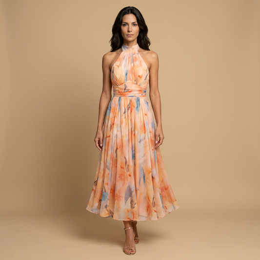Vestido Invitada Mujer de Chifón Estilo Halter - Mavetta