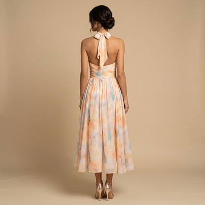Vestido Invitada Mujer de Chifón Estilo Halter