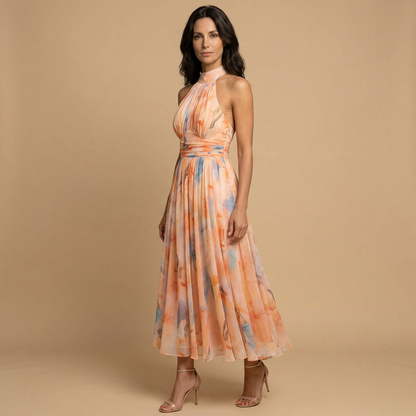 Vestido Invitada Mujer de Chifón Estilo Halter
