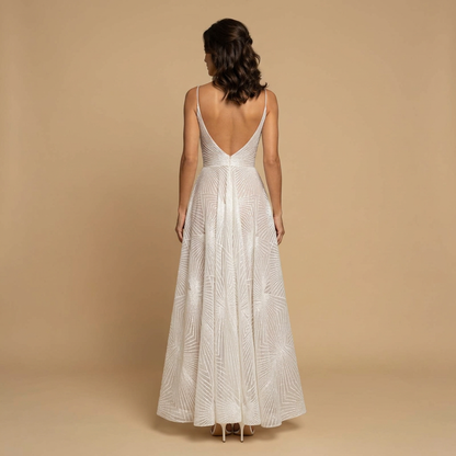 Vestido Fiesta Mujer Lentejuelas Geométricas Evasé Tirantes